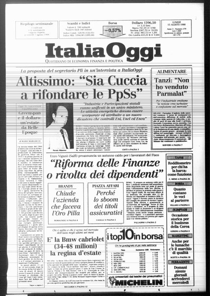 Italia oggi : quotidiano di economia finanza e politica